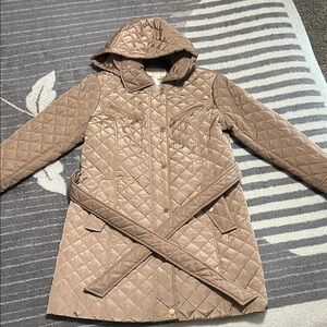 Michael Kors Quilted Tan Hooded Jacket